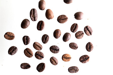 Isolated coffee beans on white background