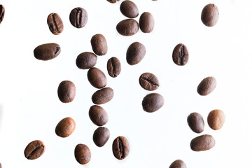 Isolated coffee beans on white background