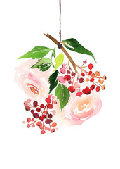 Christmas watercolor postcard.