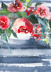 Christmas watercolor postcard.