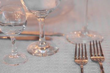 Glasses and cutlery