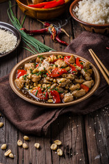 Homemade kung pao chicken stir fry food