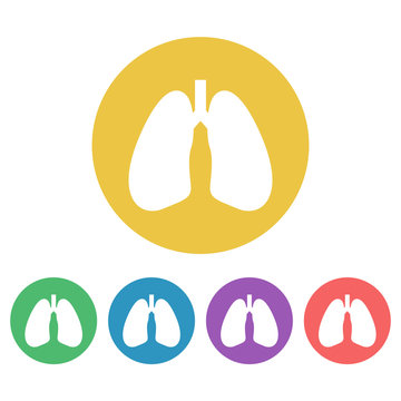 Lungs set of vector colored round icons