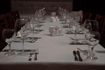 Glasses and cutlery