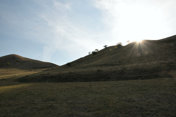 Rana hill in Czech central mountains tourist area at sunrise on 16th September 2018