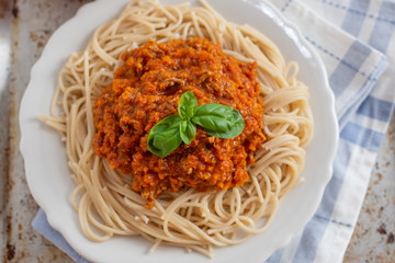 Spaghetti mit Kürbis Bolognese 