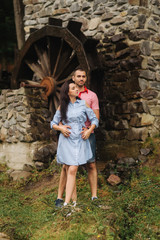 Portrait of beautiful couple in autumn weather.