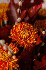 Fototapeta na wymiar Close-up of a Bouquet Arrangement of orange Autumn Flowers