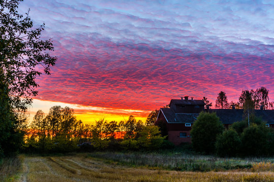 Sun setting over field at Kerava