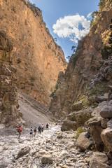 People walking through Samaria Gorge, Crete