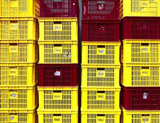 Plastic boxes red and yellow