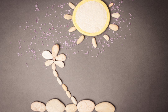 Natural salt, spa stones and wisp