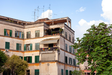 Residentail aprtment buildings in the suburb of Garbatella