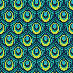 Bright Decorative Peacock Feather Seamless Pattern