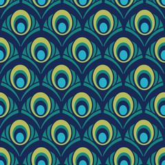 Peacock Feather Ornamental Multi Colored Seamless Pattern