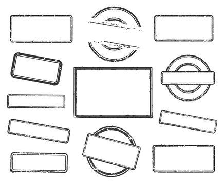 Big set of empty rubber stamps. Vector illustration on white background