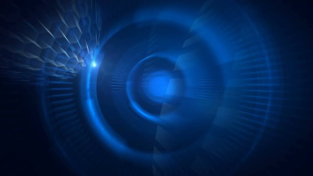 Blue techno shining abstract background. Seamless loop cycle animation.