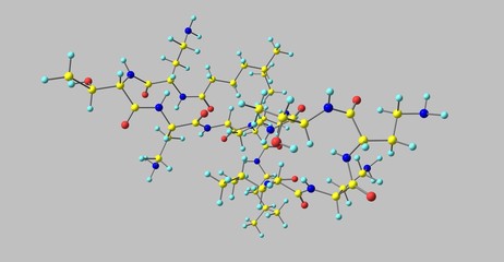 Colistin molecular structure isolated on grey