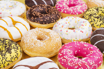 Mix of colorful doughnuts