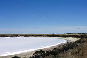White salt lake between Hyden and Albany, WA, Australia