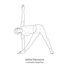 Utthita Trikonasana or Extended Triangle Pose. Vector.