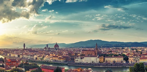 Foto auf Acrylglas Beautiful sunset over Florence, Italy. Scenic panorama view. © Funny Studio