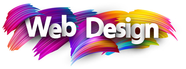 Fototapeta Web design paper poster with colorful brush strokes. obraz
