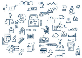 Hand draw doodle elements. Business finance analytics earnings.