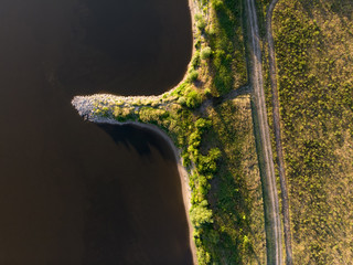 Aerial shot of the Vistula river.