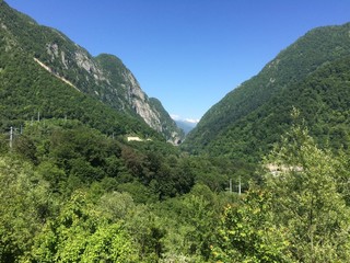 Aerial view of the mountains in Russia.