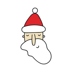 New Year card with cute hand drawn Santa face. Cute and fun vector illustration