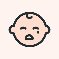 Crying Sad Baby Kid Child Minimalistic Flat Line Color Stroke Icon Pictogram Symbol