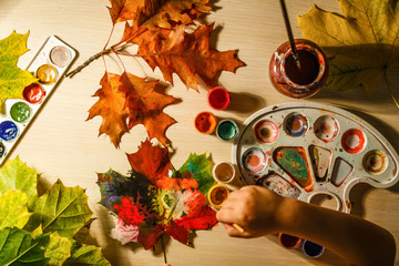 painted with colors autumn leaves