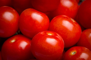 Closeup of a pile of cherry tomatoes