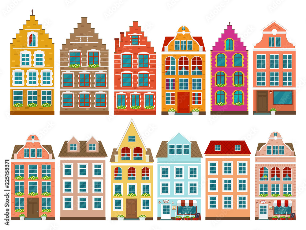 Wall mural Set of european colorful old houses