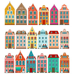 Naklejka premium Set of european colorful old houses