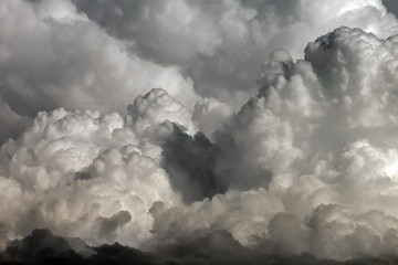 texture of large thunderstorm cumulonimbus clouds in the sky