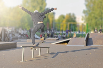 young man on a skateboard in flight