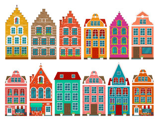 Set of european colorful old houses - 225158389
