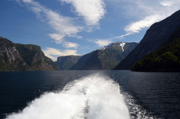 Mountains and fjord. Norwegian nature. Sognefjord. Flam, Norway
