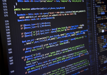 Software developer programming code. Abstract computer script code. Programming code screen of software developer. Software Programming Work Time. Code text written and created entirely by myself.