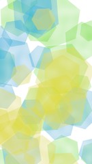 Fototapeta na wymiar Multicolored translucent hexagons on white background. Vertical image orientation. 3D illustration