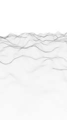 Abstract landscape on a white background. Cyberspace grid. Hi-tech network. Vertical image orientation. 3D illustration