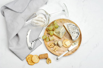 cheese, grapes and wine