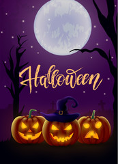 Halloween background, pumpkins. Greeting card for party and sale. Autumn holidays. Vector illustration EPS10.