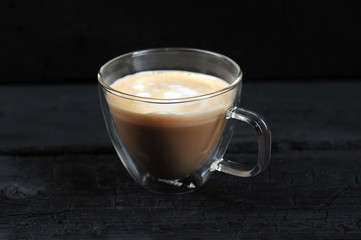 cappuccino in a transparent mug