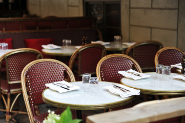 street cafe with served tables
