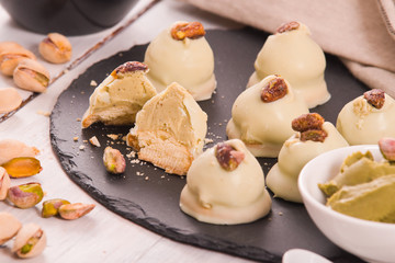 Pistachio truffles.