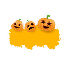 Halloween web grunge Banner or poster with Halloween scary pumpkins isolated on white background . Funky kids Halloween banner with space for greeting text or sale