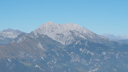 Fototapeta na wymiar Wonderful landscape at Presolana with a blue sky in summer. Orobie alps, Bergamo, Italy